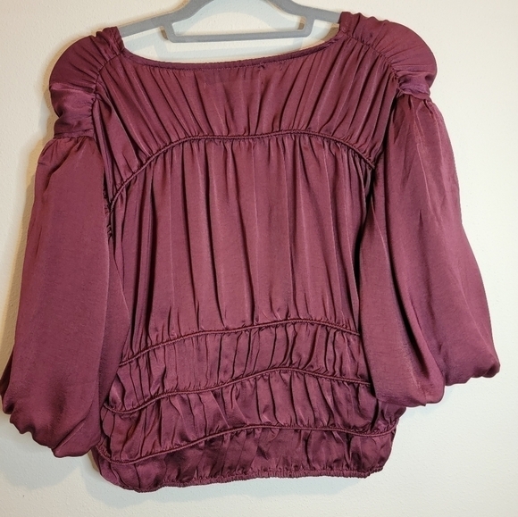 Bishop +Young by Anthro Maya blouse maroon cropped festival event top Size Large - Picture 9 of 10